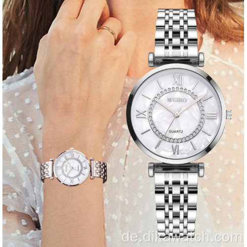 2020 Mode Damenuhren GS460 Luxus Diamant Damen Armbanduhren Edelstahl Silber Mesh Strap Weibliche Quarzuhr